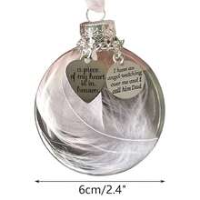 Clear Christmas Memorial Ornament Feather Ball, A Piece Of My Heart Is In Heaven, Christmas Tree Remembrance Hanging Pendant Memorial Gifts For Loss Of Mother 2.76'' Memory Mom Sympathy Gift-597965 - 爸爸 - 查看 3