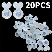 20pcs Love Heart Premium Silicone Ear Stud Backings - Invisible Support Pads For Heavy Duty Earrings And Dangle Earrings, Safely Lift And Prevent Earlobes From Drooping - 20個 - 查看 1
