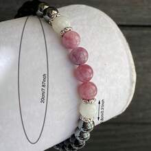 1 pulsera de sanación energética con piedras preciosas naturales (lepidolita, hematita, turmalina negra, piedra de luna), ayuda a aliviar la ansiedad, la depresión, mejorar el sueño, equilibrar las emociones, traer nuevos comienzos, regalo