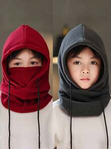 Kids Fleece Warm Hat, Autumn/Winter Student Cycling Windproof Hat Scarf, Unisex Thick Thermal Headwear - 1PC - View 5