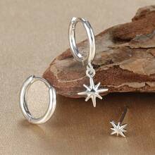 Kit 3 Pairs Fashion Star Drop Earrings Hoop Earrings Star Stud Earrings Set - Bạc - Xem 4