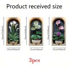 3/4pcs Set Nordic Style Lotus Flower Plant Wall Stickers, Vinyl Decals For Living Room, Bedroom, Dorm, Office Background Wall Decor - Multicolor - View 9