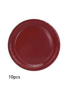 10pcs/20pcs/50pcs Burgundy Paper Plates Wine Red Paper Plates Round Dinner Plates Hot Cold Food Tableware Bulk7 Inch Cake Snack Plates For Daily Use Party Supplies Birthday Camping Picnic Festival Christmas Table Decorations - Brown-red - View 9