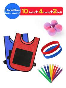 Kids Tail Pulling Game Set, Parent-Child Interactive Sticky Ball Vest + Tail Pulling Toy, Sensory Training Dodge Ball Physical Exercise, Outdoor Multi-Person Chase Game, School Sports Supplies, Christmas/Thanksgiving Party Game Props, Halloween Children's Gift Set (Random Color Details)