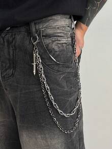 1pc Men's Gothic Punk Style Halloween Skeleton Ghost Chain Fashion Waist Chain, Simple Yet Sophisticated Daily Accessory, Biker Punk Rock Vibe - Multicolor - View 18