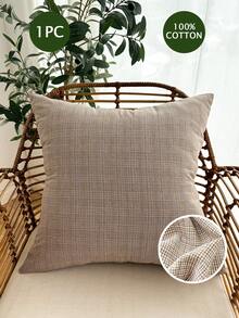1 vỏ gối trang trí có khóa kéo ẩn, thích hợp trang trí phòng khách, phòng ăn và phòng ngủ, chất liệu giả vải lanh, phong cách tối giản (Không bao gồm ruột gối) - Nhiều màu - Xem 1