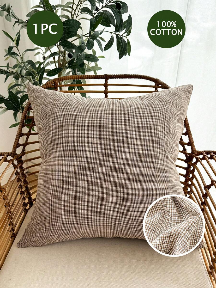 1 vỏ gối trang trí có khóa kéo ẩn, thích hợp trang trí phòng khách, phòng ăn và phòng ngủ, chất liệu giả vải lanh, phong cách tối giản (Không bao gồm ruột gối) - Nhiều màu - Xem 1