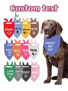 Customizable Dog Bandana With Paw Print Design - Personalized Pet Scarf For All Seasons, Custom Pet Accessories, Machine Washable, Adjustable Tie-Off Strap, White Base With Black Paw Print On It, Perfect For Small/Medium/Large Dogs, Personalized Pet Apparel, Stretch Scarf Material, Dog Bandana For Large Dogs, Pet Birthday Gift