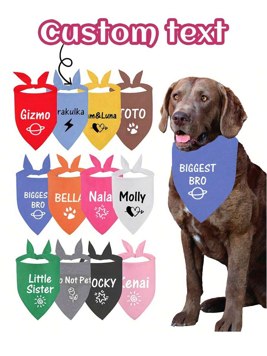 Customizable Dog Bandana With Paw Print Design - Personalized Pet Scarf For All Seasons, Custom Pet Accessories, Machine Washable, Adjustable Tie-Off Strap, White Base With Black Paw Print On It, Perfect For Small/Medium/Large Dogs, Personalized Pet Apparel, Stretch Scarf Material, Dog Bandana For Large Dogs, Pet Birthday Gift