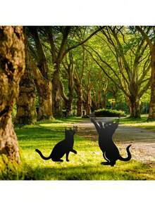 1 szt. Urocza sylwetka kota - trwała stal, dekoracyjna statua na zewnątrz dla miłośników zwierząt domowych - idealna do ogrodu, trawnika