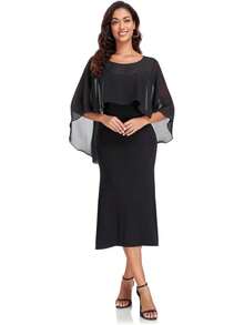 Soft Sheer Chiffon Shawl Wrap For Evening Dresses - màu đen - Xem 3