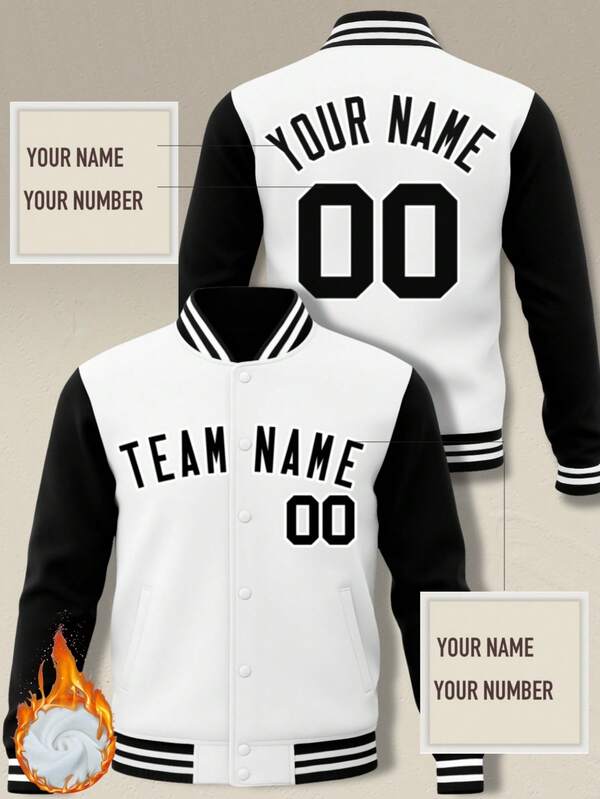 جاكيت كلية مخصص خفيف الوزن جاكيت بيسبول طيار جاكيت رياضي مع شعار ورقم شخصي مناسب للرجال والنساء والمراهقين مناسب للخريف والشتاء 380 جرام