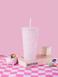 Bộ 1 cốc nhựa hai lớp có nắp và ống hút, dung tích 12oz (khoảng 350ml) - Tuyệt vời để tự trang trí, đựng cà phê đá và nước, thích hợp cho gia đình, văn phòng, tiệc tùng, bãi biển, quà tặng cho nữ. - Nhiều màu - Xem 4