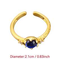 1pc Minimalist Blue Zirconia Flower Open Ring, Fashionable Personalized High-End Everyday Wear Women Ring