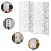 12-Piece Hanging Folding Screen Set With Intricate Carved Design - Lightweight PP Partition Panels For Room Division And Decorative Display - Versatile Modular Screen System For Events And Home Organization - White - View 3