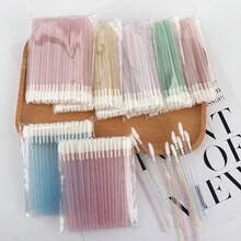 100 件/50 件专业唇刷和睫毛刷 - 高品质一次性闪亮水晶睫毛，超精细微型刷，用于精确睫毛延长涂抹器和温和的化妆清洁剂 - 美容化妆工具