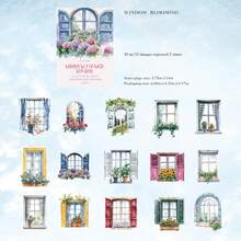 30 arkuszy naklejek PET z motywem krajobrazu, w stylu akwarelowym, seria "The One By The Window", ręcznie robione naklejki dekoracyjne do scrapbookingu - Wielokolorowe - Zobacz 13