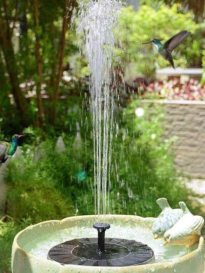 Fuente automática alimentada por energía solar con 6 boquillas, fuente de agua solar para jardines, estanques, peceras y uso en exteriores, bomba de agua solar para fuente para pájaros, bomba de agua flotante portátil independiente alimentada por energía solar, diseño de plástico duradero con panel solar para un flujo de agua continuo, estación de baño para pájaros