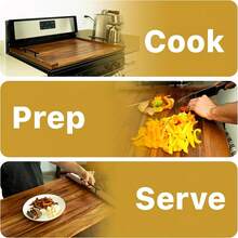 Noodle Board Stove Cover - Acacia Wood Stove Top Cover – Large Wood Cutting Board - Stove Top Covers For Electric Stove - Countertop Saver - Charcuterie Tray - Serving Board - Rustic Kitchen Decor - 黃色 - 查看 8