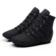 Jazz Shoes For Woman Canvas Dance Boots Split Sole Ballroom Dancing Flat-2025 - 黑色 - 查看 9