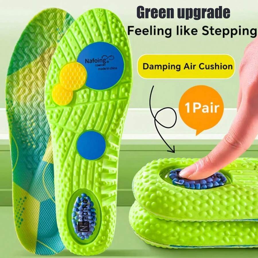 1 para sportowych wkładek do butów z amortyzacją PU, sportowe wkładki amortyzujące 4D, miękkie wkładki PU, miękkie i oddychające, wysoka elastyczność, amortyzacja wstrząsów i potu, unisexowe wkładki do biegania, brak zmęczenia stóp, masaż lateksowy, uniwersalne wkładki