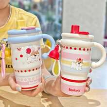 1 pieza Nuevo Vaso de Doble Capa Aislado Térmicamente, Taza con Pajita Altamente Atractiva, Botella de Agua Portátil de Gran Capacidad para Uso Doméstico y Vuelta al Colegio - Multicolor - Ver 7