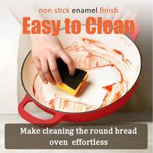 24cm emaillierter gusseiserner Dutch Oven - runder Deckel mit doppeltem Griff, ideal für selbstgemachtes Sauerteigbrot, Backen Zuhause (Brot/Desserts/Gebäck), Familienessen, Partyausstattung