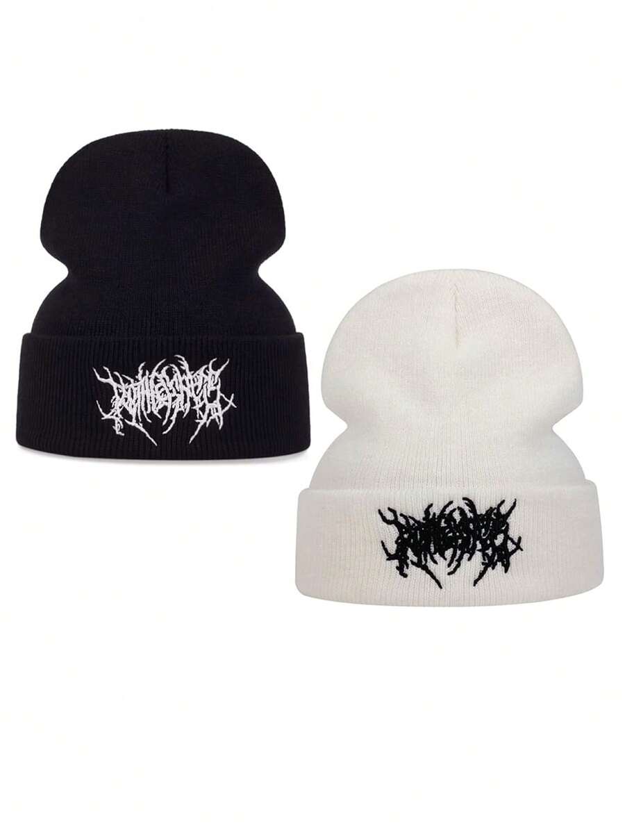 قبعة صغيرة مطرزة بندبة للرجال الكاجوال الجوتية، قبعة نسائية أنيقة للتزلج في الشارع، قبعة دافئة وعملية للطقس البارد، قبعة فضفاضة، قبعة شتوية دافئة من نوع هاراجوكو Y2K بنكية، قبعة محبوكة ناعمة