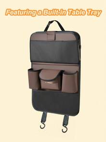 1pc Car Seat Back Storage Organizer Rack, Foldable Tray - Multifunctional Car Storage Box, Large Capacity Organizer Bag, Adjustable Straps, Easy Installation, Extendable Bottom, Various Storage Options, Keeps Car Interior Tidy And Durable, Easy To Clean