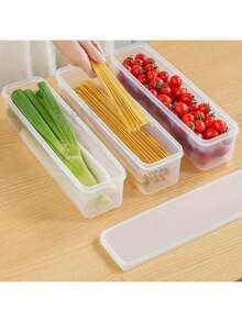 Rectangular Plastic Food Storage Container Box, Airtight Seal For Noodles, Fruits, Eggs, Refrigerator Organization - Multicolor - View 2