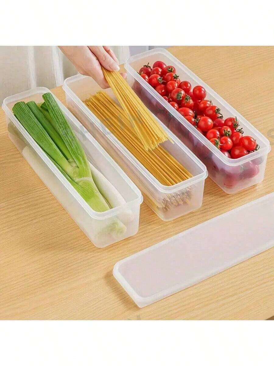 Rectangular Plastic Food Storage Container Box, Airtight Seal For Noodles, Fruits, Eggs, Refrigerator Organization