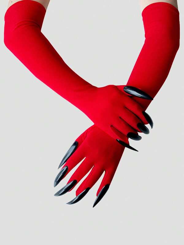 1 par de luvas longas de Halloween com garra fantasma, luvas para festa, unhas compridas, cosplay, luvas engraçadas de Halloween