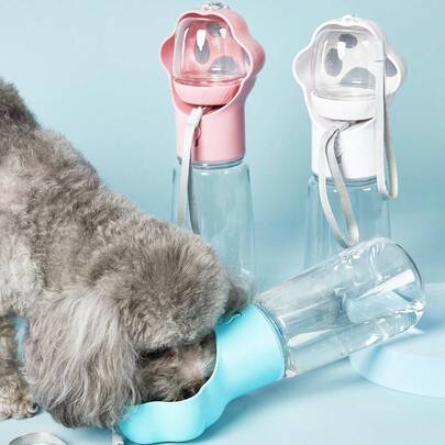 PETSIN 1 件 350ml/550ml 可爱宠物二合一便携式防漏户外旅行碗，带可拆卸食物容器，适合小型/中型/大型犬