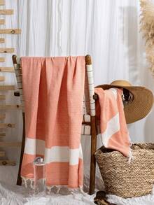 Türkisches Strandtuch, Diamant Peshtemal, Peshtemal Strandtuch, Dokubba Peshtemal, kompakt, leicht, traditionelles türkisches Tuch 90x180 cm - Orange - Übersicht 2