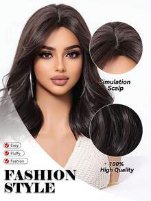 14 Inch Long Curly Elegant Black Brown Wig For Fashion Women Natural Black Synthetic Hair Wigs Heat Resistant Daily Party Vacations Use,Music Festival Personalized Wig(Pay Attention To How You Wear And Care For It) - 黑棕色 - 查看 8
