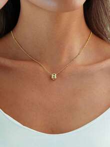 14K Gold Plated Bubble Letter Necklace, Dainty A-Z Initial Pendant Necklace, Personalized Name Necklace, Cute Gold Chain Jewelry, Christmas Jewelry Gift - 款式 2(銀色) - 查看 7