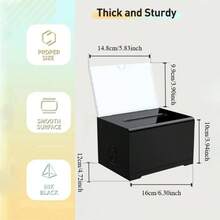 Caja de acrílico transparente para donaciones, urna de votación, rifa, buzón de sugerencias, ahorro de dinero, contenedor de boletos, caja de recaudación de fondos - Color transparente - Ver 4