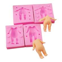 Molde silicón Body 3D niña niño muñeca 2 piezas repostería manualidades pasteles figuras decorativas molde resistente flexible fácil desmoldar creativo cocina fiesta - Rosa - Ver 1