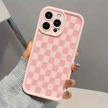 Funda de Teléfono Moderna y Elegante [Funda Antigolpes Todo Incluido para ] Gaozhu Patrón de Cuadros Rosados TPU Antigolpes Funda Protectora de Precisión Todo Incluido para Apple  6/7/8/X/Xs/Xr/Xs Max/11/12/13/14/15/16Pro Max Fundas Protectoras de Diseñador Lindas y Femeninas para Mujeres - 1 pieza - Ver 4