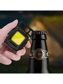 Keychain Light Mini LED Flashlight, Multifunctional USB Rechargeable Work Light, With Built-In 800mAh Battery Fishing Emergency Flashlight - Black - View 5