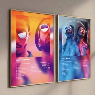 1 pièce Affiche d'album de musique rap et pop français, style esthétique, impression sur canevas d'art mural de hip-hop rock, décoration de maison et de bureau, art mural sur canevas, affiche murale, décoration de maison, décoration de chambre esthétique, fournitures de décoration de chambre, décoration de chambre, option encadrée disponible