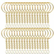 140个1英寸/25毫米链式钥匙圈、银钥匙链、带开口环的钥匙扣和珠宝制作连接器 - 金色 - 查看 1