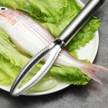 Stainless Steel Fish Scaler And Scraper, 3-In-1 Multifunctional Seafood Prep Tool With Scale Remover, Gill Cutter, And Garlic Ginger Grater, Kitchen Accessory, 1pc - Silver - View 6