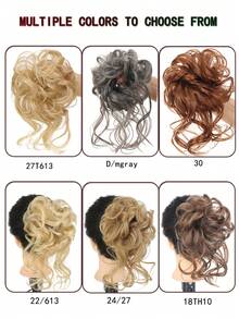 Synthetic Messy Chignon Fake Hair Circle Hair Bun Extensions Scrunchy Black Wig Curly Hair With Tail For Women Girl Hairpieces, Hair Accessories