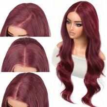 DZfirst Halloween Burgundy Body Wave Lace Wig 13x4 HD Lace Front Wig Pre-Plucked Long 26inch Lace Front Wigs Synthetic Wear And Go Lace Front Wigs Daily Use - Burgundy - View 7