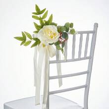 Set Of 4 Wedding Aisle Decorations Pew Flowers For Wedding Ceremony Party Chair Decor With Artificial Flowers Eucalyptus And Ribbons