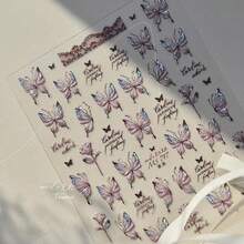 Goldfish Nail Art Stickers Sparkly Koi Fish Nail Stickers 5D Embossed Koi Lotus Leaf Chinese Style Manicure Decals Accessories Shell Light Goldfish Adhesive Slider For Women DIY Nail Art Decorations-735015 - 雷射紫蝴蝶 - 查看 7