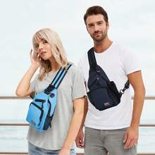 Balo vải Oxford chống thấm nước, túi đeo ngực nhẹ dùng cho đi mua sắm, leo núi, ba lô dung tích lớn nhiều ngăn - màu đen - Xem 7