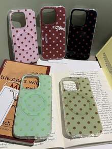 Carcasă de telefon simplă cu buline, magnetică moale, cu încărcare wireless, compatibilă cu 17ProMax 17Pro 17Air 17 16 15 14 13 12 11 Pro Max, culoare bomboane, protecție antișoc, tip bara de protecție