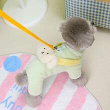 新款秋冬动物服装，宠物四脚抓绒外套，厚实保暖，猫狗衣服，宠物连体衣，动物服装，猫咪保暖服装，英式背带装，可爱卡通背带裤连体衣，双面抓绒 - 薄荷綠 - 查看 13